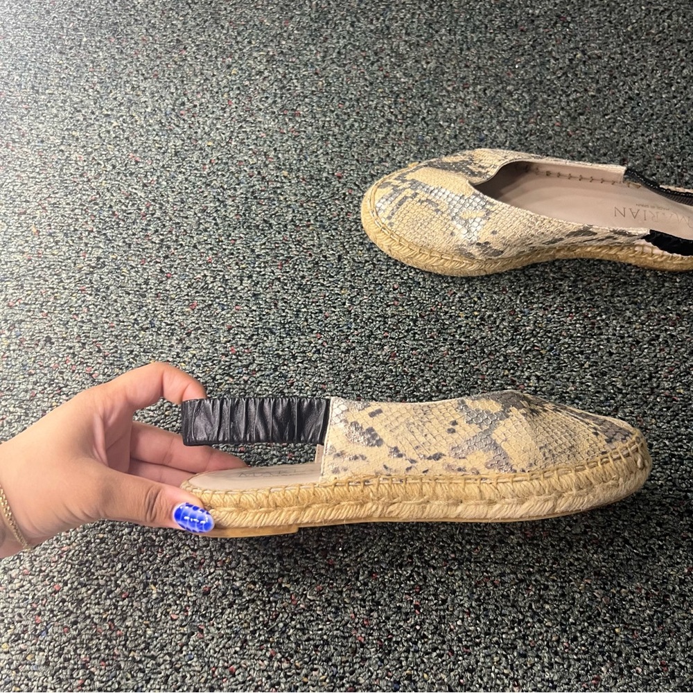 MARIAN Animal Snake Print Neutral Leather Sling Back Flat Espadrilles Shoes Sz 8 - Picture 10 of 16